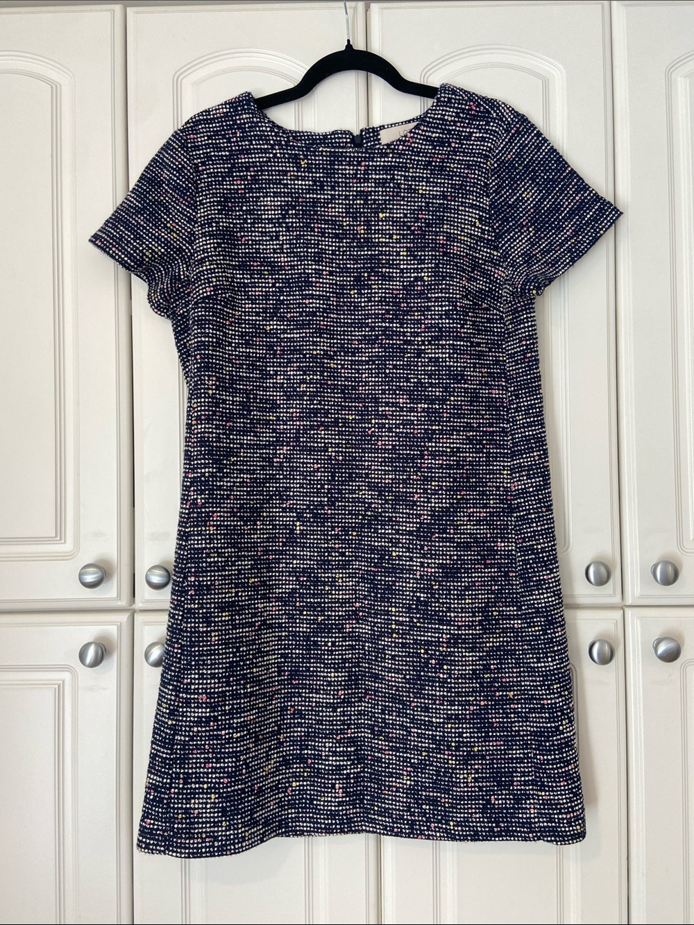 Loft Navy Tweed Shift Dress with Multicolor Flecks
